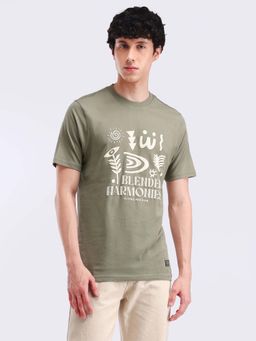 Flying Machine - Green Printed Regular T-Shirt