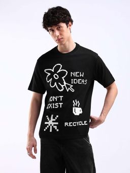 Flying Machine - Black Printed Relaxed T-Shirt