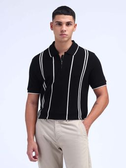 Flying Machine - Black Stripes Regular Polo T-Shirt