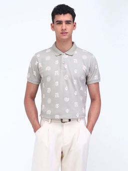 Flying Machine - Grey Printed Regular Polo T-Shirt