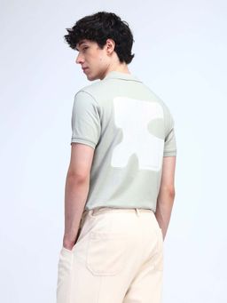 Flying Machine - Grey Printed Relaxed Polo T-Shirt