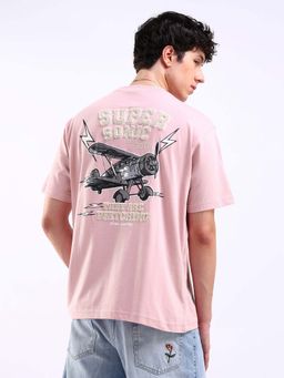 Flying Machine - Pink Printed Relaxed T-Shirt