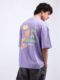 Flying Machine - Purple Printed Oversized T-Shirt