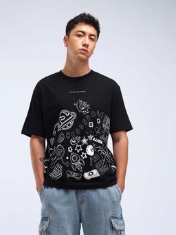 Flying Machine - Black Printed Relaxed T-Shirt