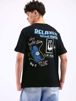 Flying Machine - Black Printed Relaxed T-Shirt