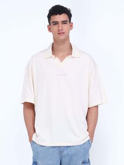 Flying Machine - White Solid Oversized Polo T-Shirt