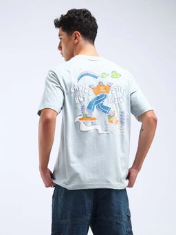 Flying Machine - Blue Printed Relaxed T-Shirt