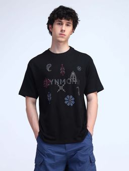 Flying Machine - Black Printed Relaxed T-Shirt