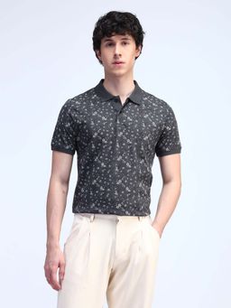 Flying Machine - Grey Printed Regular Polo T-Shirt