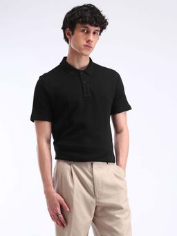 Flying Machine - Black Solid Regular Polo T-Shirt
