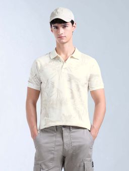 Flying Machine - White Printed Regular Polo T-Shirt