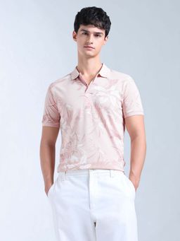 Flying Machine - Pink Printed Regular Polo T-Shirt