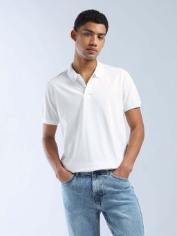 Flying Machine - White Printed Regular Polo T-Shirt