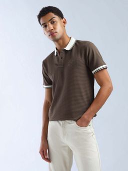 Flying Machine - Green Self Design Regular Polo T-Shirt