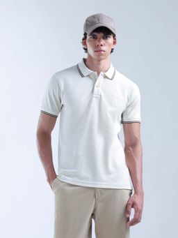 Flying Machine - White Solid Regular Polo T-Shirt