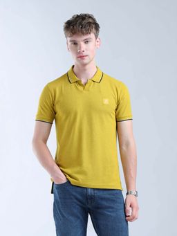 Flying Machine - Yellow Self Design Regular Polo T-Shirt