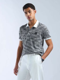 Flying Machine - White Textured Regular Polo T-Shirt