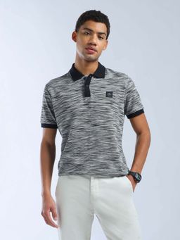 Flying Machine - Grey Textured Regular Polo T-Shirt
