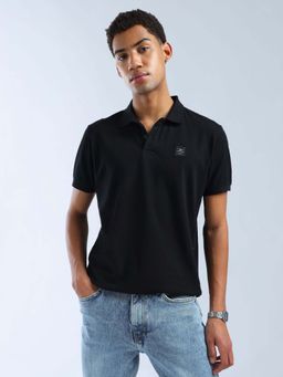 Flying Machine - Black Solid Regular Polo T-Shirt