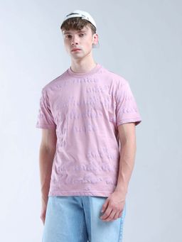 Flying Machine - Pink Printed Relaxed T-Shirt
