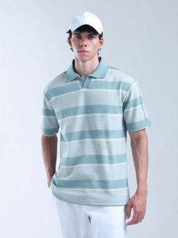 Flying Machine - Blue Stripes Relaxed Polo T-Shirt