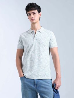 Flying Machine - Blue Printed Regular Polo T-Shirt
