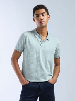 Flying Machine - Blue Printed Regular Polo T-Shirt