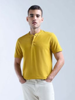 Flying Machine - Yellow Solid Regular Polo T-Shirt