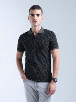 Flying Machine - Grey Printed Regular Polo T-Shirt