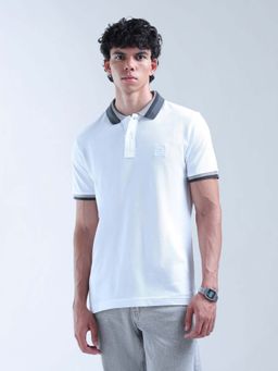 Flying Machine - White Solid Regular Polo T-Shirt