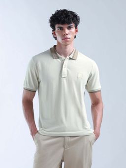 Flying Machine - Beige Solid Regular Polo T-Shirt