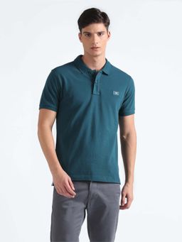 Flying Machine - Blue Solid Regular Polo T-Shirt