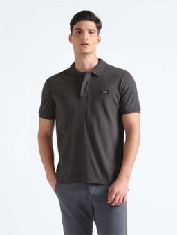 Flying Machine - Grey Solid Regular Polo T-Shirt