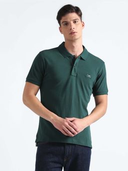 Flying Machine - Green Solid Regular Polo T-Shirt