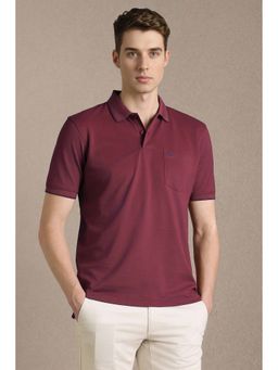Louis Philippe - Maroon Solid Regular Polo T-Shirt