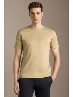 Louis Philippe - Beige Textured Slim T-Shirt