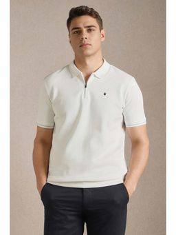 Louis Philippe - White Solid Slim Polo T-Shirt