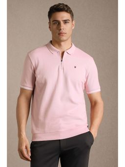 Louis Philippe - Pink Solid Slim Polo T-Shirt