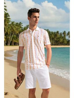 Louis Philippe - White Printed Slim Polo T-Shirt