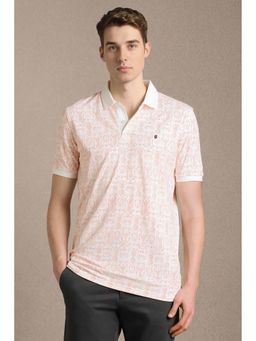 Louis Philippe - Peach Printed Slim Polo T-Shirt