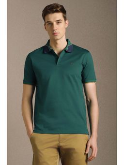 Louis Philippe - Green Solid Slim Polo T-Shirt