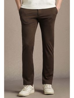 Louis Philippe - Brown Solid Slim Trouser