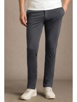 Louis Philippe - Grey Solid Slim Trouser