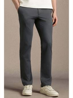 Louis Philippe - Grey Solid Slim Trouser