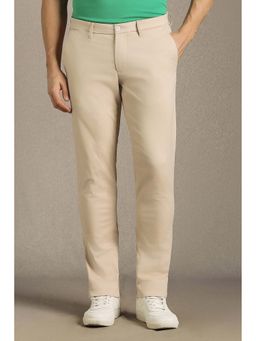 Louis Philippe - Beige Solid Slim Trouser