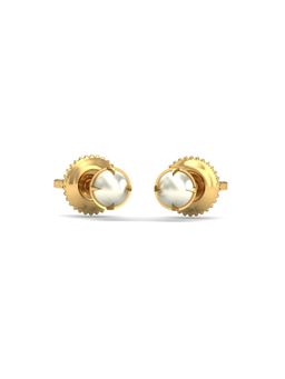 KuberBox - 18K Gold Ashen 4Mm Pearl Earrings for Women-Girls