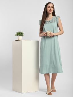 R&B - Blue Round Neck Sleeveless Dress