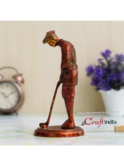 eCraftIndia - Brown Brass Gentleman Golfer Taking Shot Human Figurine Showpiece