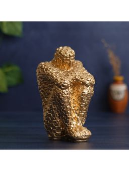 eCraftIndia - Golden Polyresin Handcrafted Thinking Man Statue Human Figurine