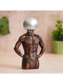 eCraftIndia - Copper, Silver Polyresin Men Statue Round Sign on Face Human Figurine